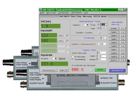 Software AMC-SMCA-01  Vers. 4.7 (dt./engl.) Datenerfassungs-Software zur Strahlungsmessung