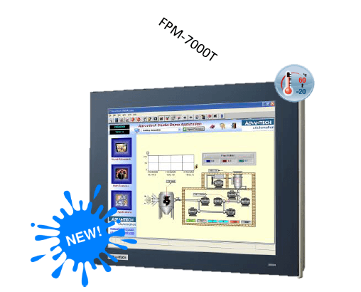 FPM-7121T-R3AE - True-Flat Industrie Display 12,1" Monitor mit resistiven Touch, VGA/DP & IP66