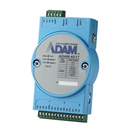 ADAM-6217-B - Daisy-Chain Ethernet I/O-Modul 8 isol. Analog-Eingängen für Modbus/TCP, MQTT