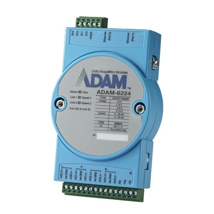 ADAM-6224-B - Daisy-Chain IoT Ethernet I/O-Modul 4 isol. Analog-Ausgängen für Modbus/TCP, MQTT