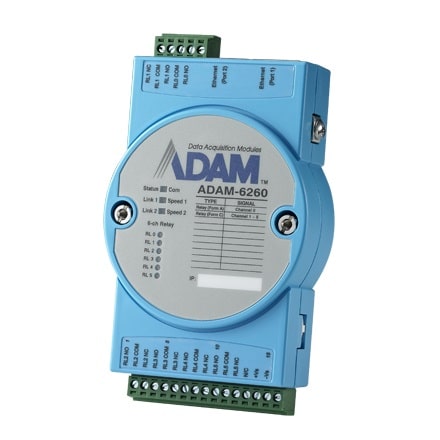 ADAM-6260-B - Daisy-Chain IoT Ethernet I/O-Modul 6 Relais-Ausgängen für Modbus/TCP, MQTT