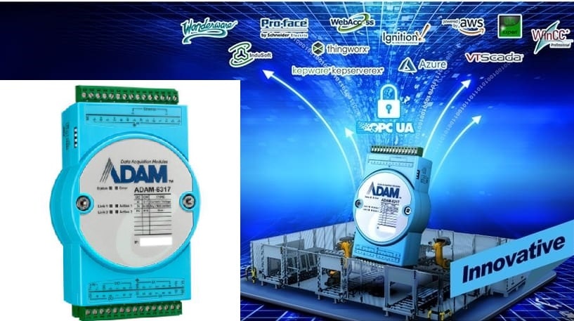 ADAM-6317-A1 - IoT OPC UA Ethernet I/O-Modul 8xAIn Eingänge-11xIn/10xOut-Digital-I/O-Kanäle