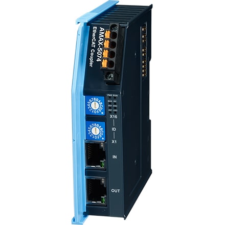 AMAX-5074 - EtherCAT I/O Koppler mit ID Switch für 256 konfig. IDs mit 2 RJ-45 (1 In und 1 Out)