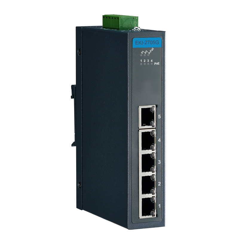 EKI-2705G-1GPI-A - Unmanaged PoE Switch mit 4xGb mit PoE & 1xGb Ports + erw. Temp.-bereich