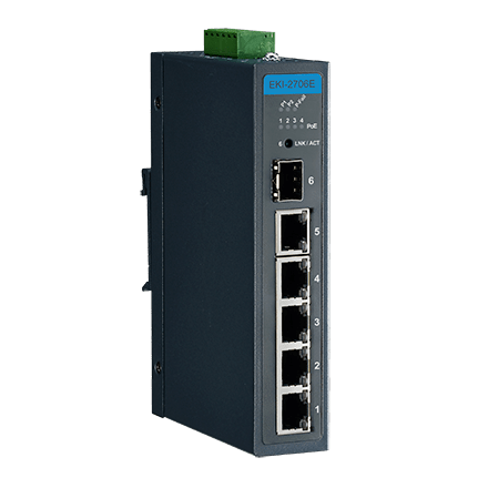 EKI-2706E-1GFP-AE - Unmanaged PoE Switch mit 4x FE mit PoE + 1x Gb+ 1x Gb-LAN SFP-Port