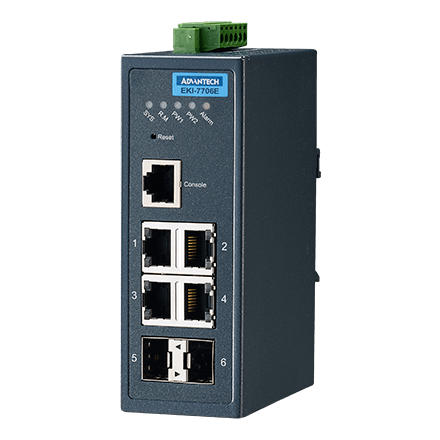 EKI-7706E-2F-AE - Managed Industrie Switch mit 4x 10/100 und 2x Gb SFP LAN Ports