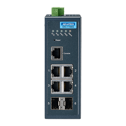 EKI-7706G-2F-AE - Managed Industrie Switch mit 4x Gb + 2x SFP LAN Ports