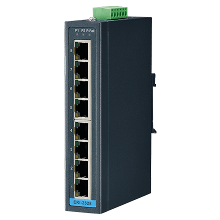 EKI-2528-BE - Unmanaged Switch mit 8 x 10/100 Ethernet Ports und 12. bis 48VDC