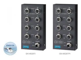 EKI-6528TPI-AE - Unmanaged Switch EN50155 mit 8 x M12-Ports, EN50155 & 4xPoE
