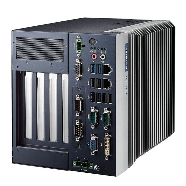 MIC-7300-S1A1E - Embedded Box IPC lüfterlos mit N3350, 6 COM, 8 USB, VGA+DVI
