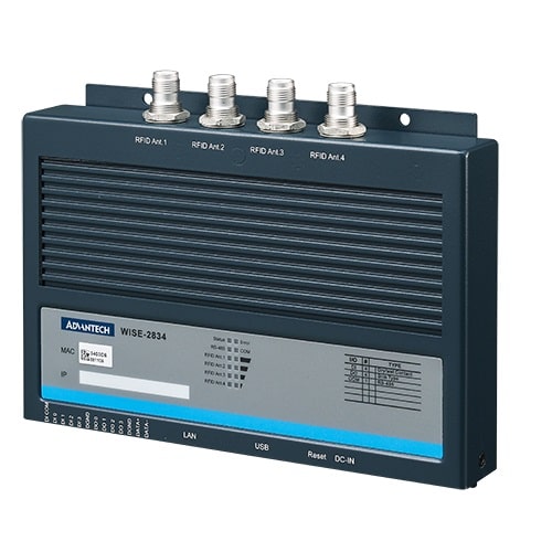 WISE-2834-CA - Intelligenter RFID Gateway 4/4 digitale Ein-/Ausgänge,4 Port UHF RFID Antenne