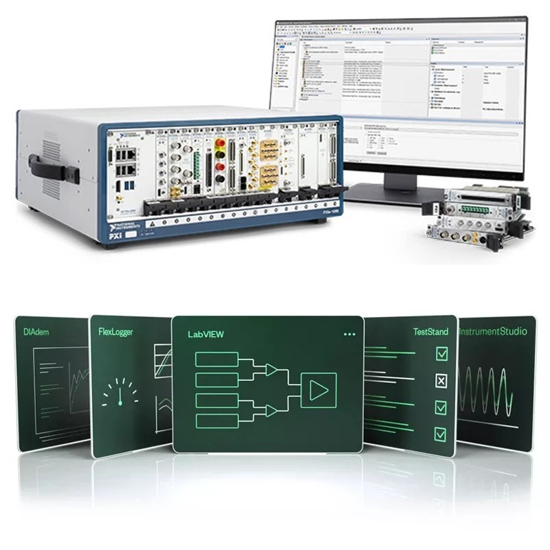 vorkonfigurierte Hochleistungs- Test- und Prüfsysteme auf Basia PXIe und u.a. mit NI LabVIEW+ Suite